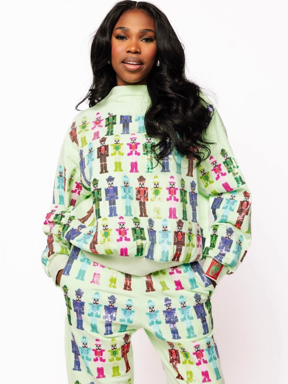 QOS Queen of Sparkles Mint Multi Nutcracker Sweatshirt